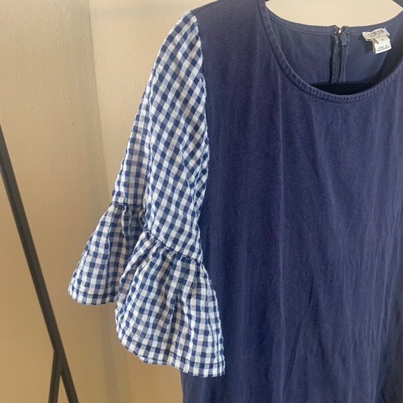 J‎ Crew blue dress gingham sleeves Medium sun-bleached soft - Picture 3 of 9